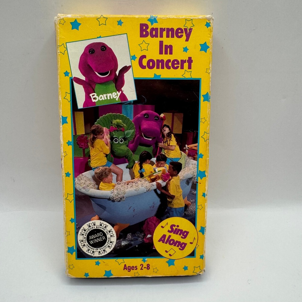 Barney Barney In Concert Kids VHS Yellow Sing Along 1991 Vintage 98071